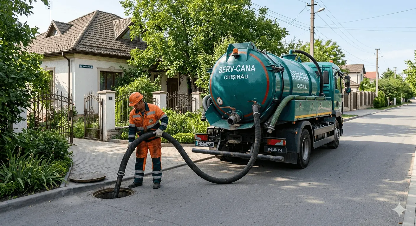 Ассенизаторская машина FixCanal за работой в Кишинёве